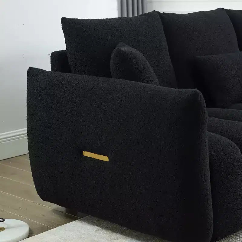 GDFStudio Alanna moderne 3-zitsbank van teddy-stof met kussens, 79.5