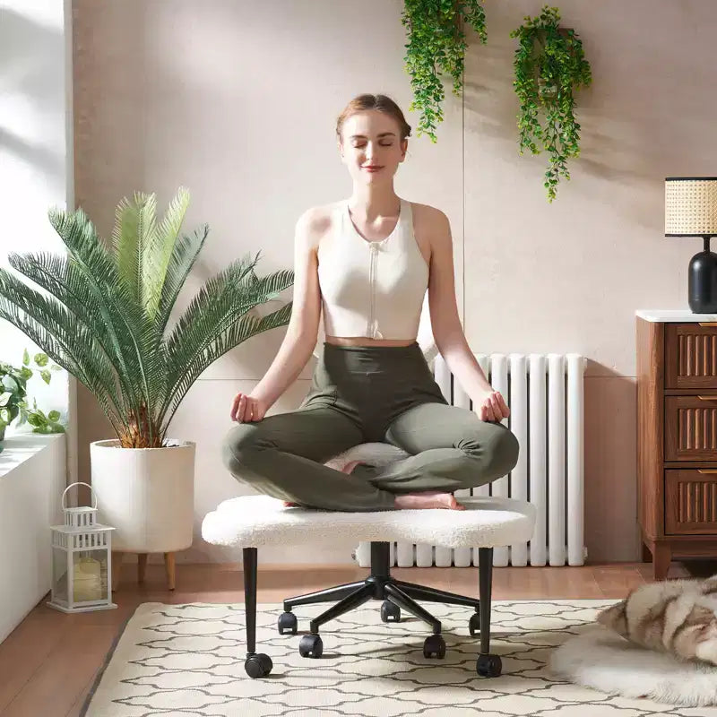 Pinmoco ergonomischer Bürostuhl mit gekreuzten Beinen, höhenverstellbarer Meditationsstuhl, um 360° drehbar, mit Lendenstütze, Arbeits- und Bürostuhl, ADHD-Stuhl