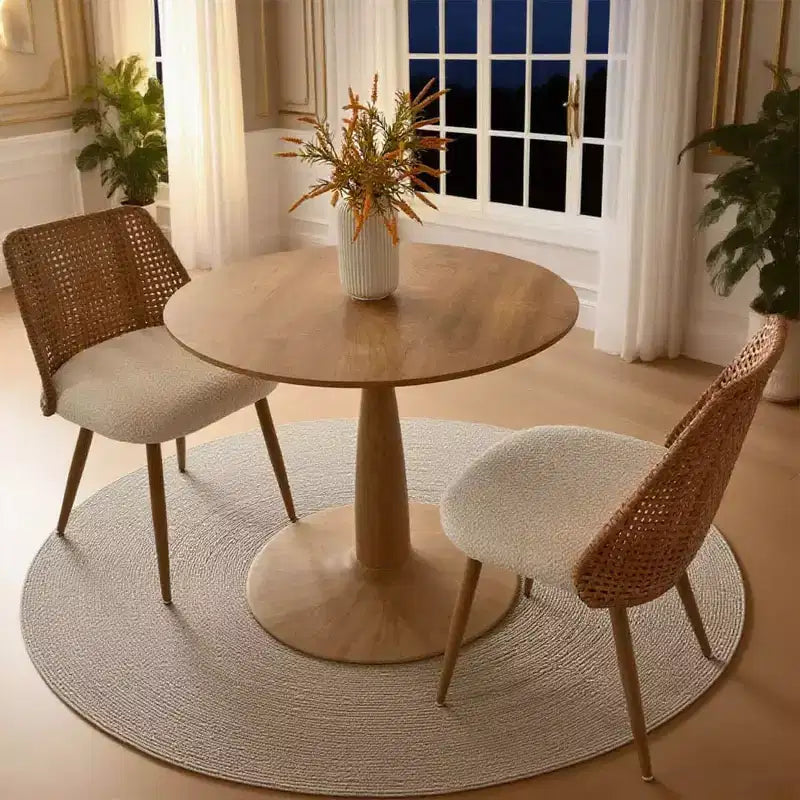 Table de salle à manger ronde moderne à piédestal, finition grain de bois, petite table de cuisine et table basse pour appartement, salle à manger et espace de vie-Panipeachy