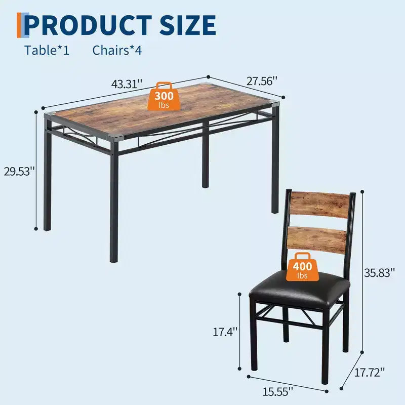 Ensemble de table à manger pour 4 personnes, avec 4 chaises rembourrées, ensemble de 5 pièces en bois pour la cuisine ou la salle à manger avec protège-coins, pour cuisine, appartement et petit espace