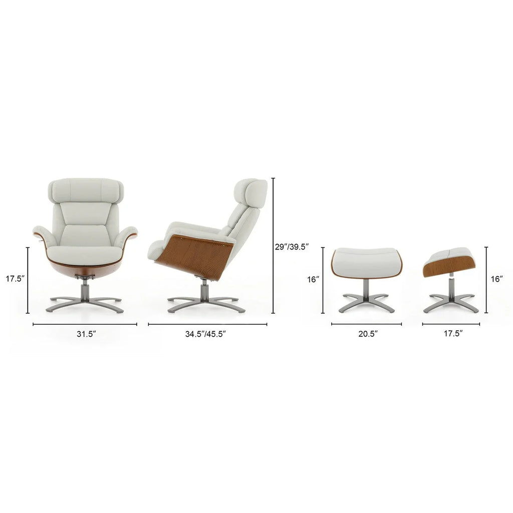 Jovan 31.5 Relaxsessel aus echtem Leder mit Hocker
