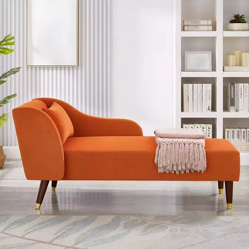 Moderner Samt-Chaiselongue-Sessel, gepolsterte Chaiselongue mit geschwungener Armlehne, Schlafsofa für Schlafzimmer, Büro und Wohnzimmer