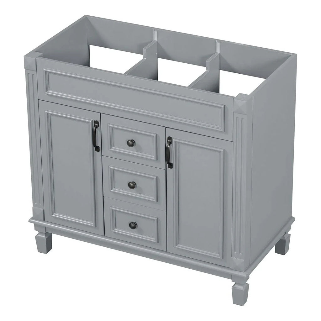 36'' Modern Bathroom Vanity with Top Sink and Mirror Cabinet,2 Doors and 2 Drawers