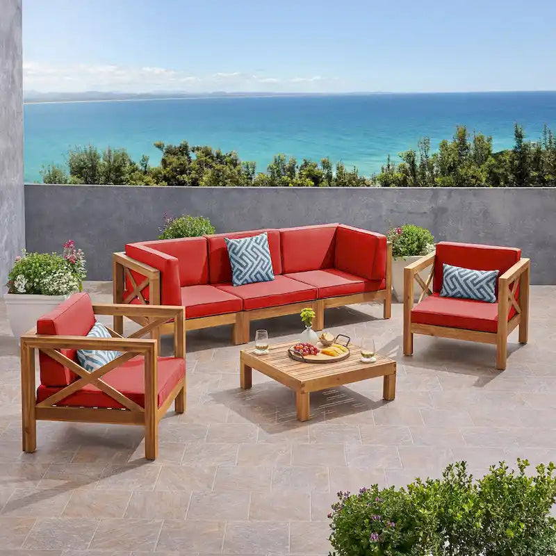 6-delige loungeset van acaciahout voor buiten, Brava, van Christopher Knight Home