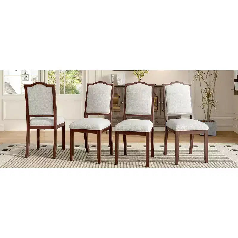 Ensemble de 4 chaises de salle à manger de style champêtre avec dossiers hauts et assises rembourrées