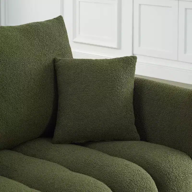 GDFStudio Alanna moderne 3-zitsbank van teddy-stof met kussens, 79.5