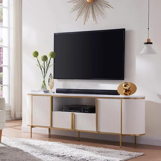 Moderner Luxus-TV-Schrank, Entertainment-Center mit Kunstmarmorplatte