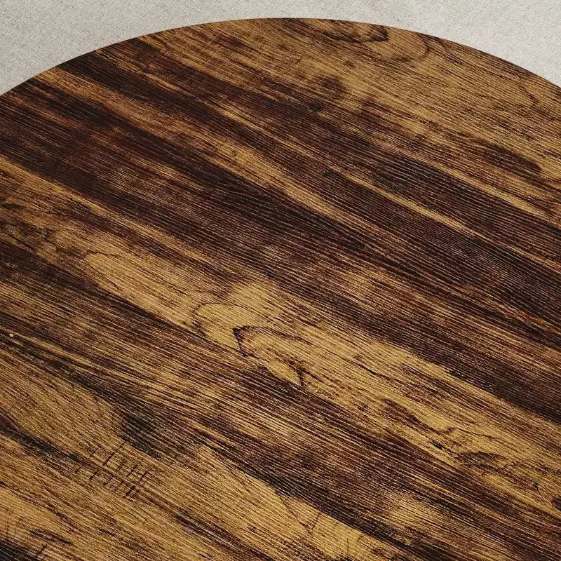 Ronde industriële salontafel van 30 inch, 2 niveaus, met verstelbare voetjes, plank met houtnerf, vlamontwerp, eenvoudig te monteren, voor de woonkamer
