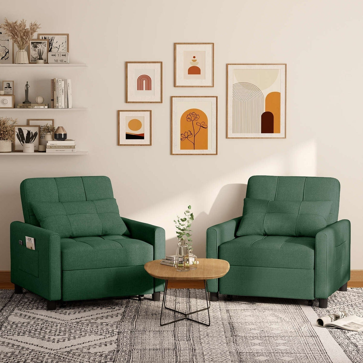 3-in-1-Schlafsofa mit verstellbarer Liegefläche, ausziehbares Sesselsofa, umwandelbares Klappbett fürs Wohnzimmer