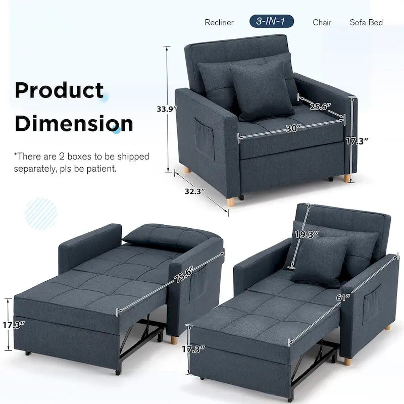 Verstellbarer Schlafsessel, 3-in-1-Funktion, verschiedene Farben, für 1 Person