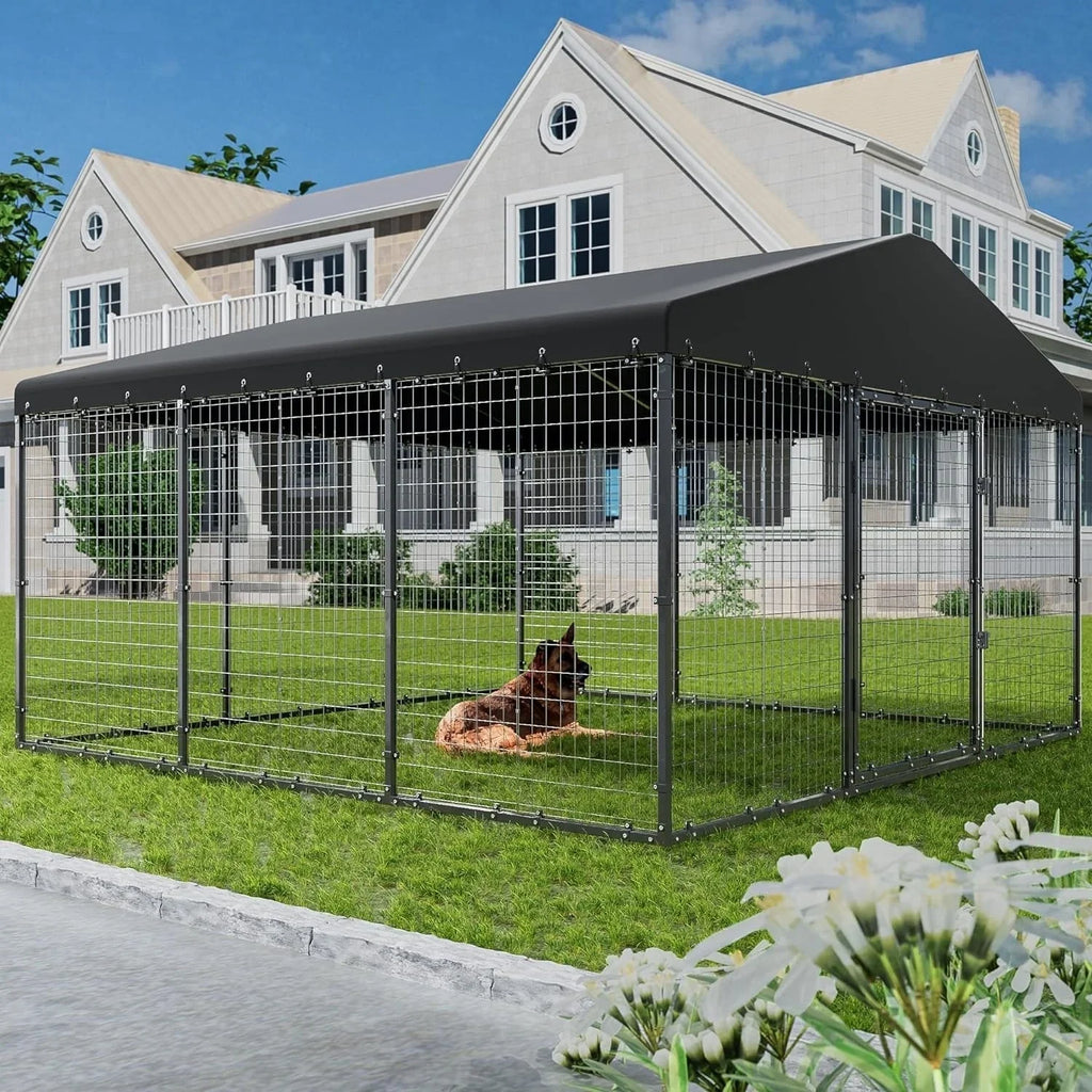 Grand chenil extérieur pour chien W 118 x D 118 x H 70, cage robuste pour chien avec toit imperméable