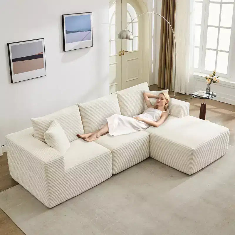108 Modernes Sofa, 3-Sitzer-Polstersofa in L-Form mit Kissen, Sofa mit tiefer Sitzfläche, keine Montage erforderlich