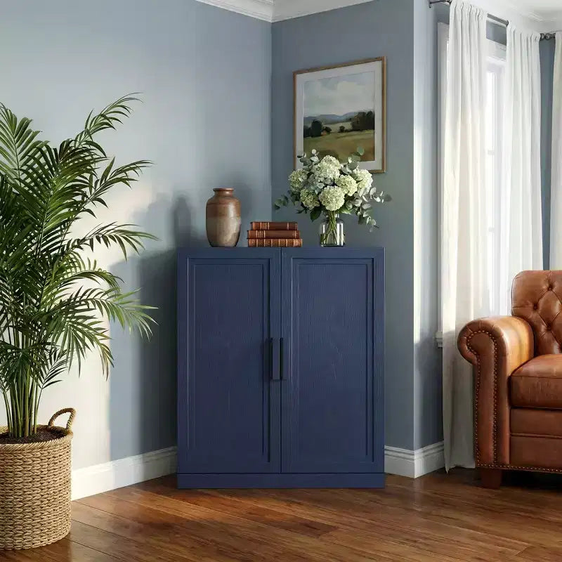 Dovelina hoekvitrinekast met verstelbare planken, dressoir, buffetkast, wijnkast, keuken- en eetkamerkast met houten deuren - 31H x 31W, 36H x 31W