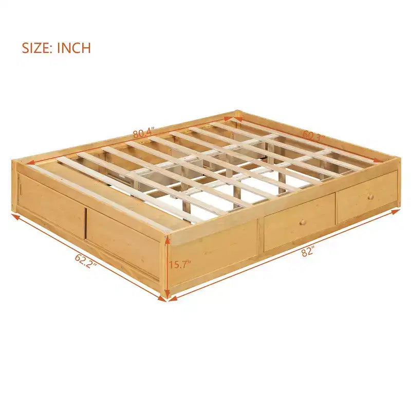 Whisen queensize bedframe met 4 opbergladen en opbergruimte in het voeteneind