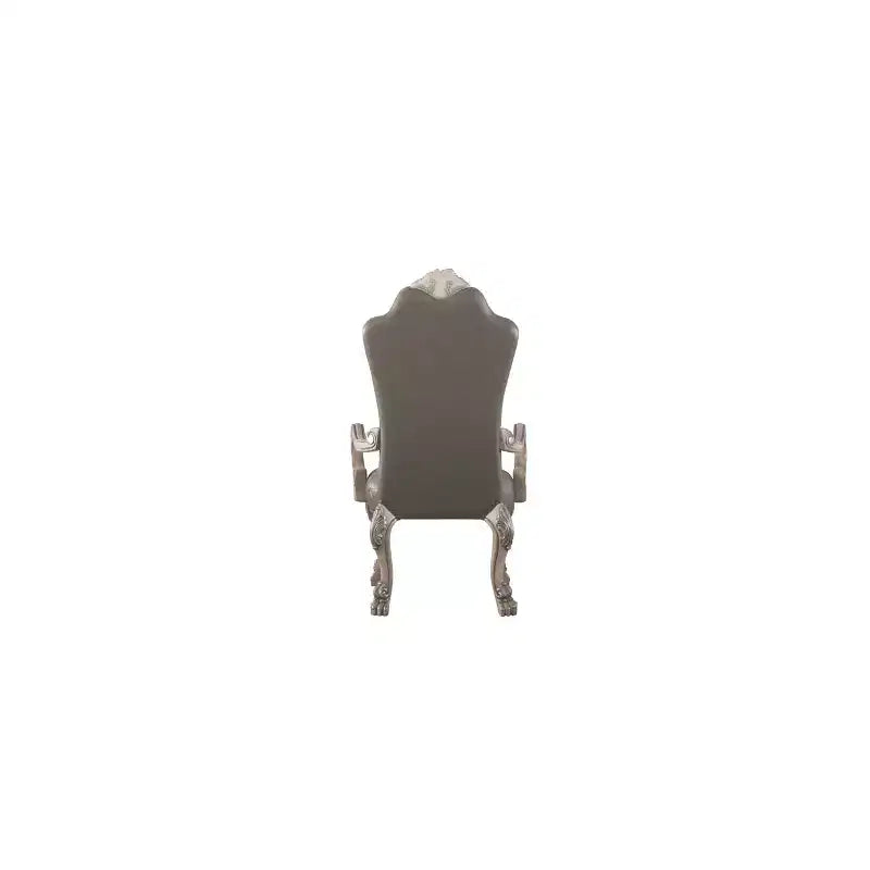 Set di 2 sedie da pranzo con piedini a zampa e borchie, bianco osso anticato, struttura in legno, 68,5 cm L x 66 cm P x 117 cm H