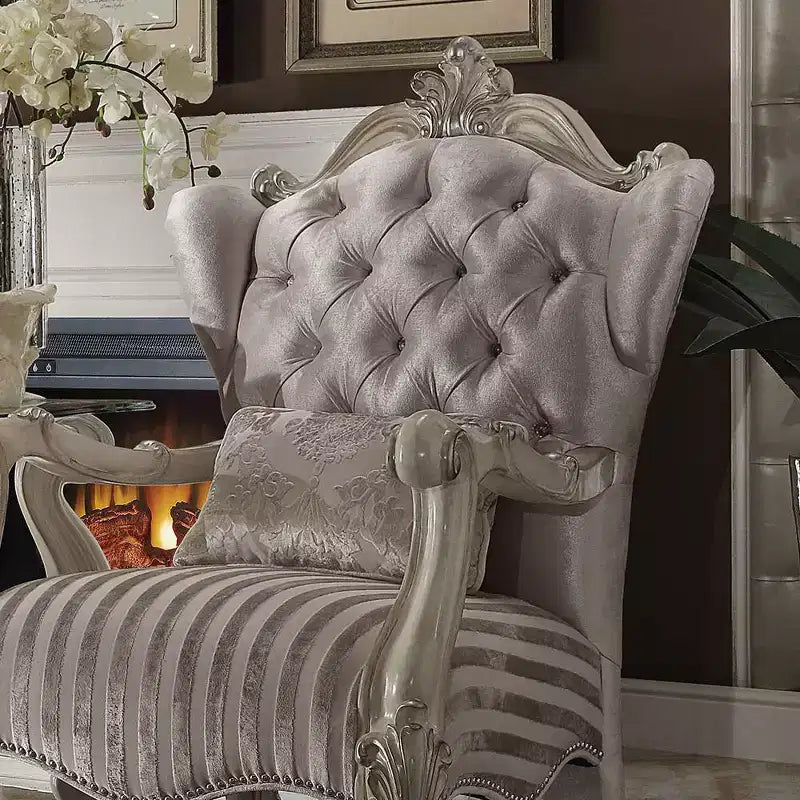 Poltrona Wingback in tessuto, avorio/bianco osso, reclinabile elettricamente, 36"L x 33"P x 47"A