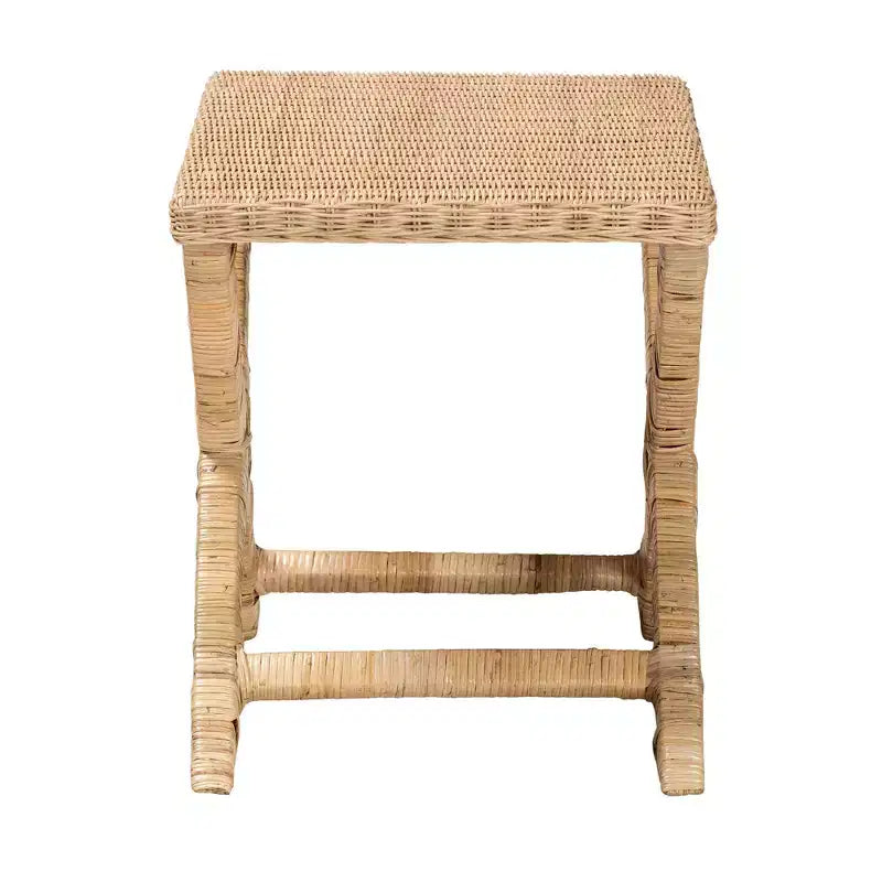 Panchina/panca decorativa in mogano e rattan intrecciato a mano, 51,44 cm L x 41,28 cm P x 49,53 cm H, marrone naturale