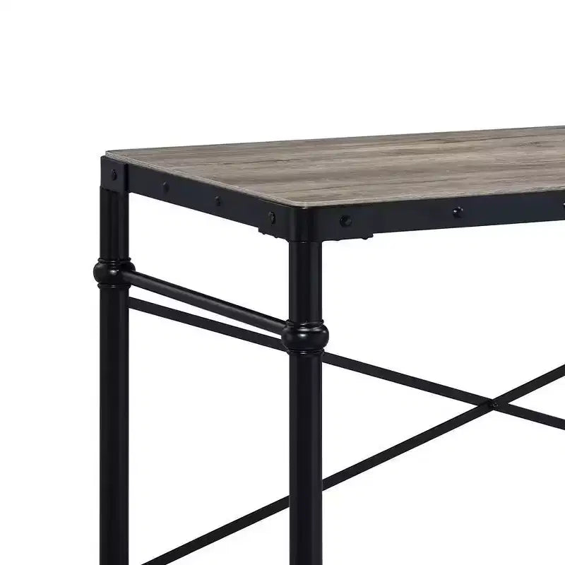 Scrivania industriale da 119 cm, finitura rovere rustico e nero, telaio in metallo, senza vani portaoggetti, 119 cm P x 58 cm L x 76 cm H