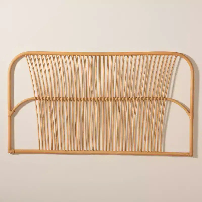 Testiera in Rattan da Parete Queen Size Marrone Naturale