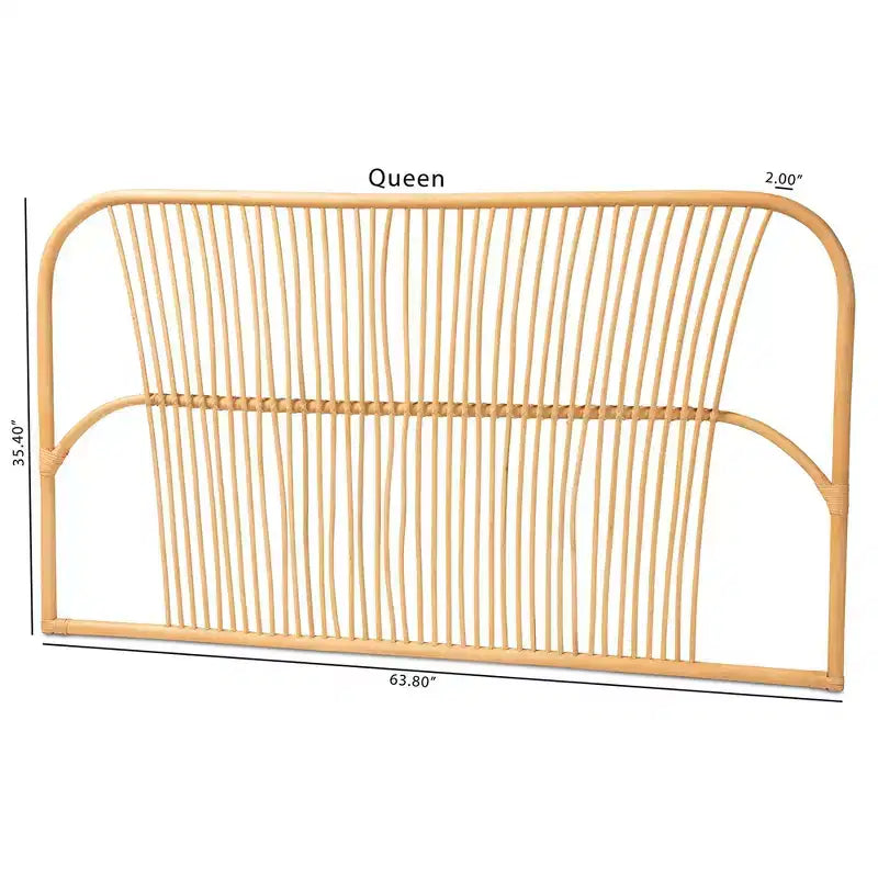 Testiera in Rattan da Parete Queen Size Marrone Naturale