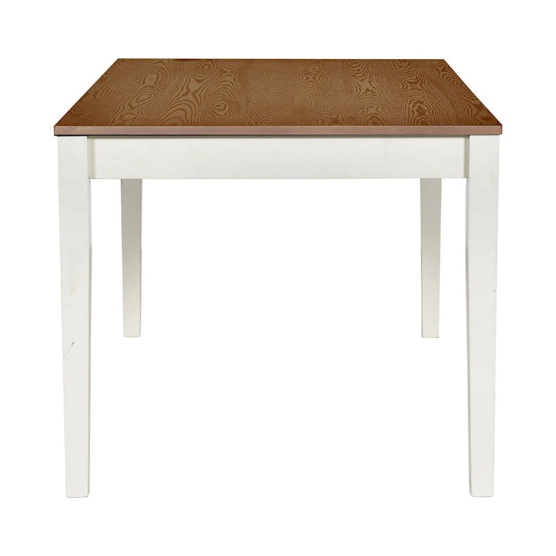 Eetkamerset van hout, 6-delig, met 4 stoelen en een bankje, tafel met lade