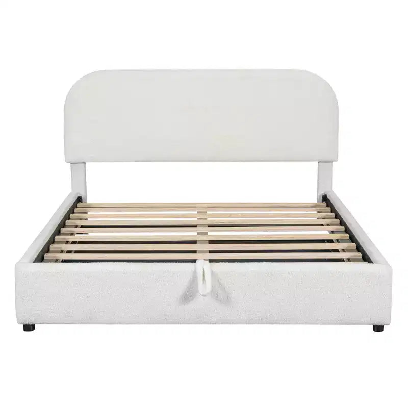 Lit rembourré grand format avec rangement relevable - blanc