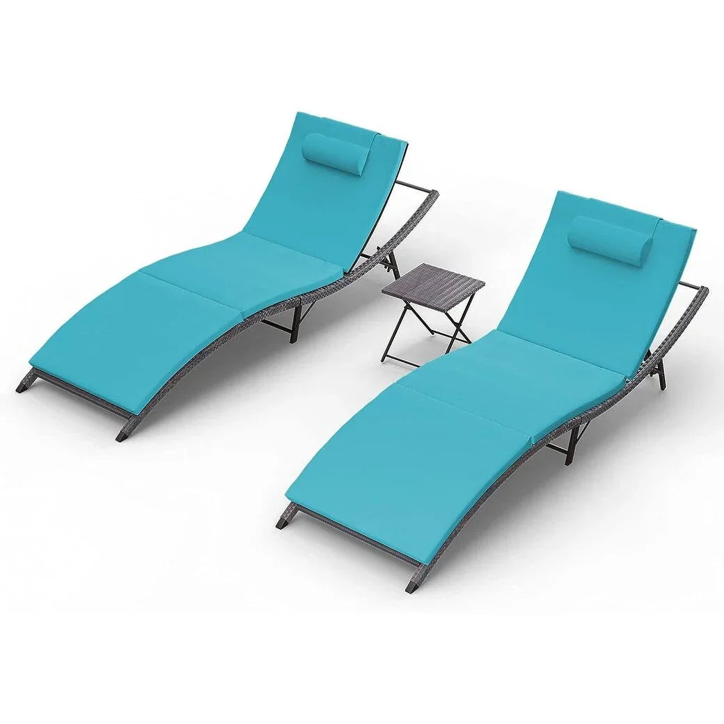 Kullavik 3-teiliges Outdoor-Lounge-Set mit Liegestühlen