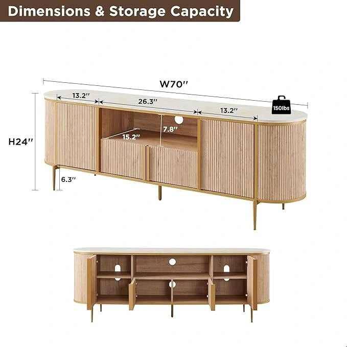 Moderner Luxus-TV-Schrank, Entertainment-Center mit Kunstmarmorplatte