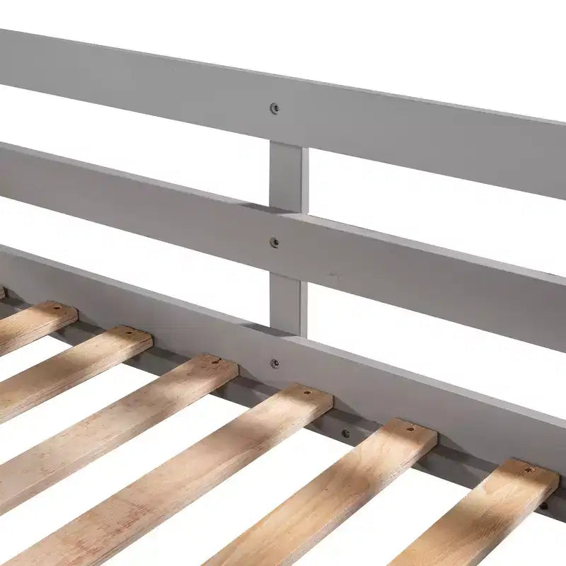 L-vormig stapelbed voor 4 kinderen, stapelbed voor vier met glijbaan, eenpersoonsbed en tweepersoonsbed, houten frame voor slaapkamer of studentenhuis