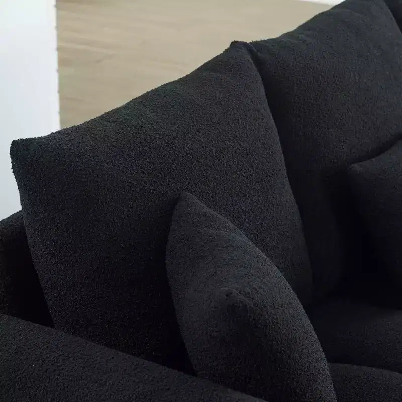 GDFStudio Alanna moderne 3-zitsbank van teddy-stof met kussens, 79.5