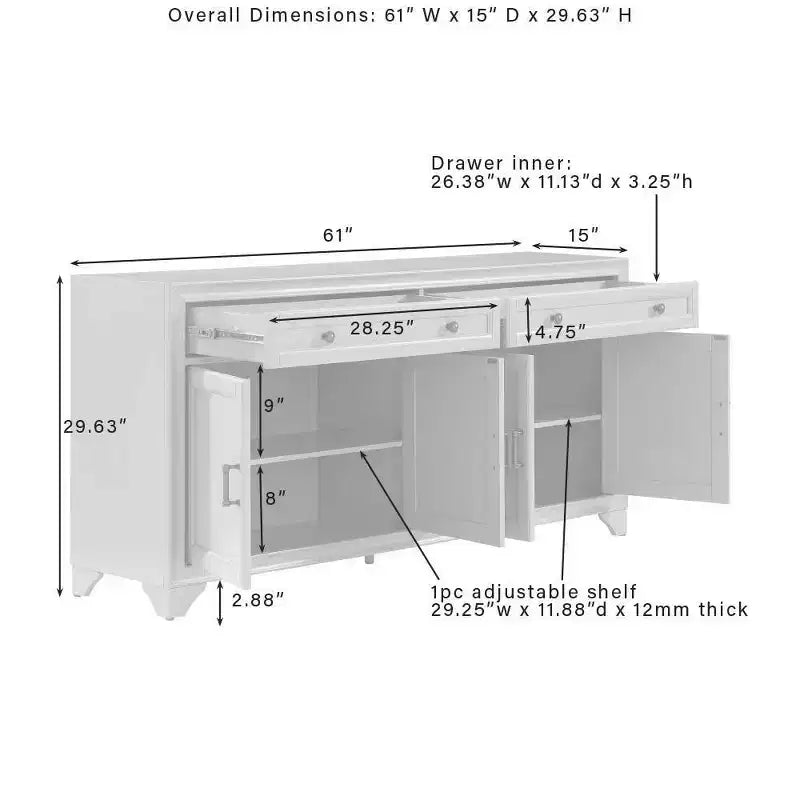 3-teiliges Tara-Sideboard- und Vorratsschrank-Set im Used-Look - Crosley