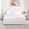 Modernes Queensize-Bett mit Bouclé-Polsterung und Schubladen