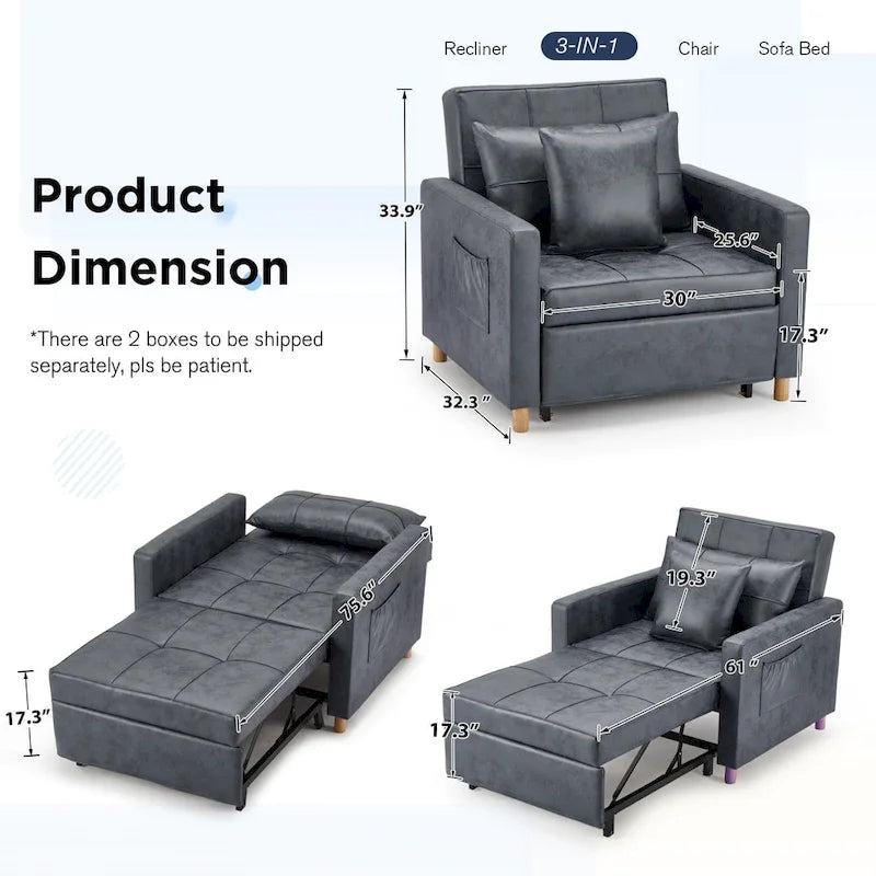 Verstellbarer Schlafsessel, 3-in-1-Funktion, verschiedene Farben, für 1 Person