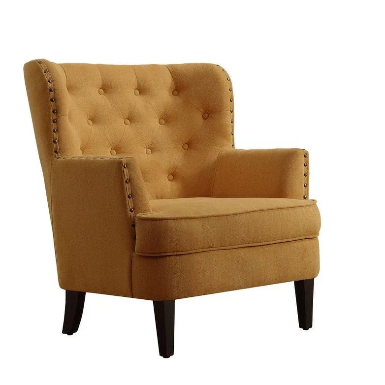 Moser Bay Mignon fluwelen/linnen fauteuil met knopen en hoge rugleuning, 30 breed
