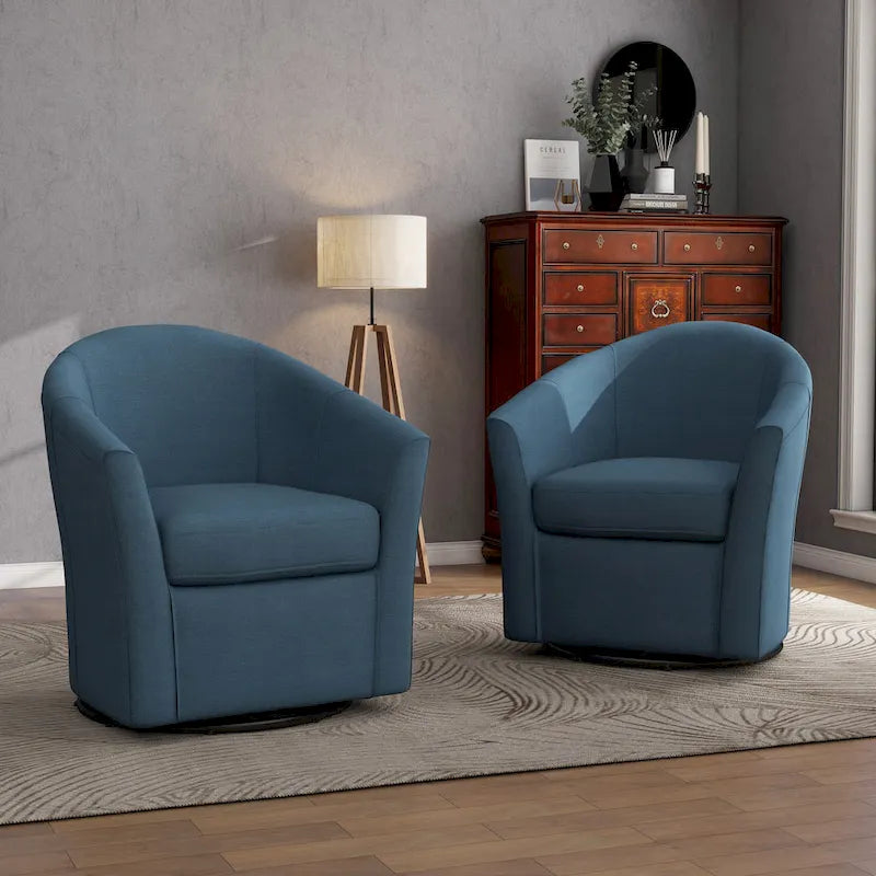 Set aus 2 modernen gepolsterten Dreh-Clubsesseln als Akzentstühle fürs Wohnzimmer
