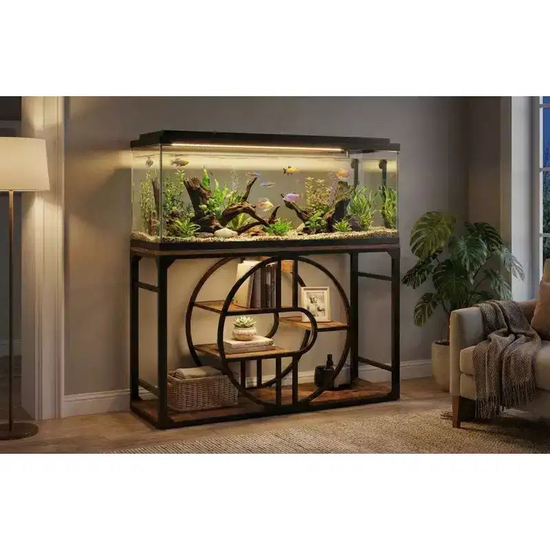 Support métallique pour aquarium de 55-75 gallons, robuste avec meuble de rangement, à plusieurs niveaux et avec pieds renforcés, convient