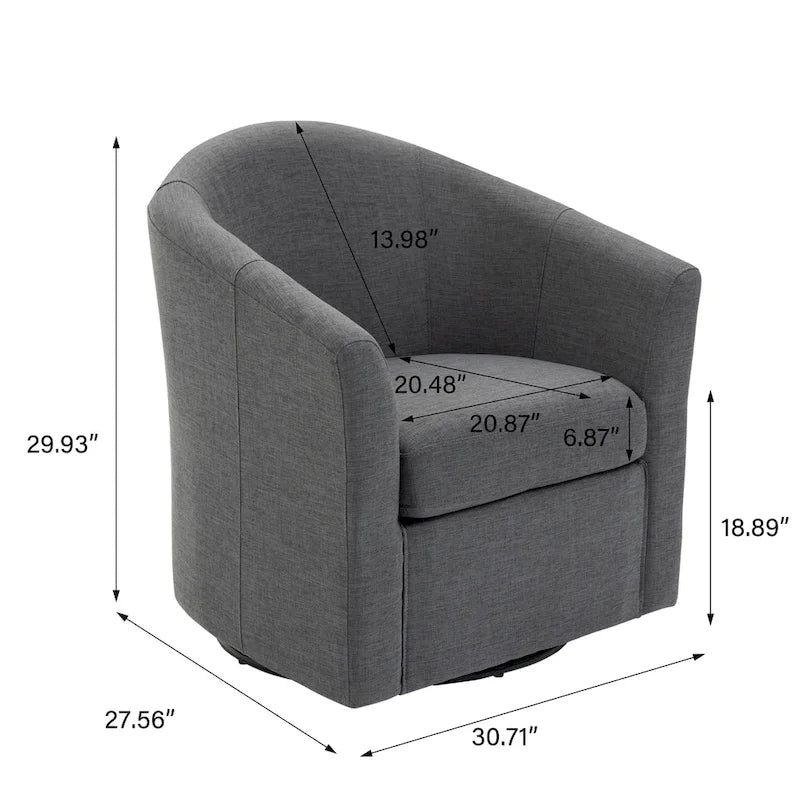 Set aus 2 modernen gepolsterten Dreh-Clubsesseln als Akzentstühle fürs Wohnzimmer