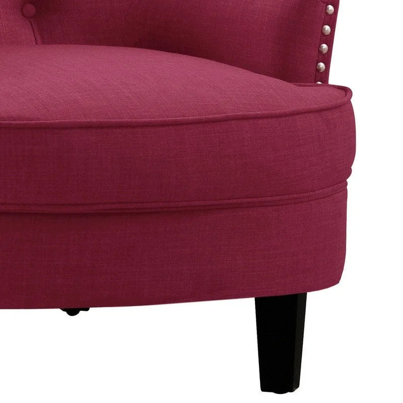 Moser Bay Mignon fluwelen/linnen fauteuil met knopen en hoge rugleuning, 30 breed