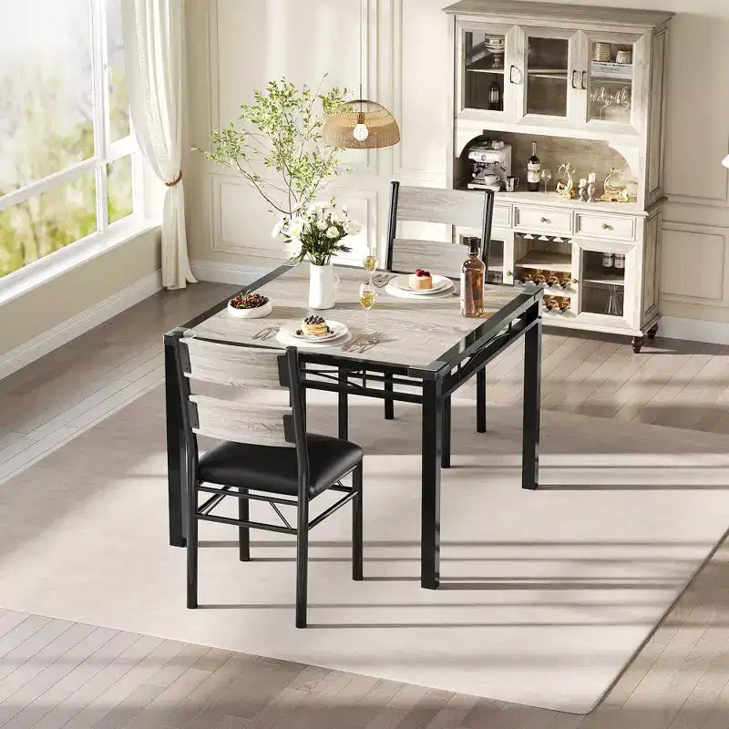 Ensemble de table à manger pour 4 personnes, avec 4 chaises rembourrées, ensemble de 5 pièces en bois pour la cuisine ou la salle à manger avec protège-coins, pour cuisine, appartement et petit espace