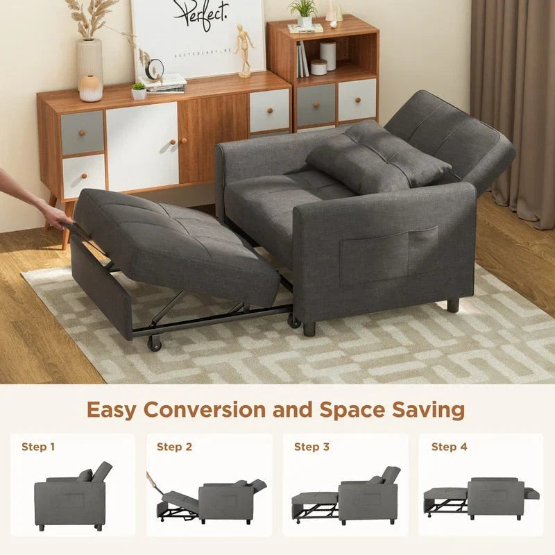3-in-1-Schlafsofa mit verstellbarer Liegefläche, ausziehbares Sesselsofa, umwandelbares Klappbett fürs Wohnzimmer