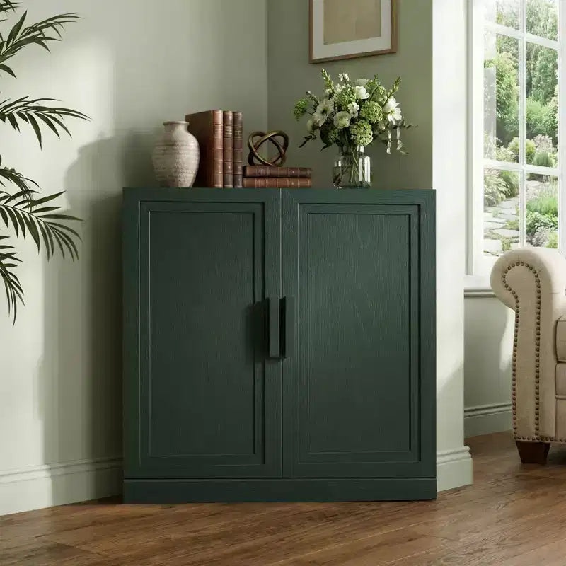 Dovelina hoekvitrinekast met verstelbare planken, dressoir, buffetkast, wijnkast, keuken- en eetkamerkast met houten deuren - 31H x 31W, 36H x 31W