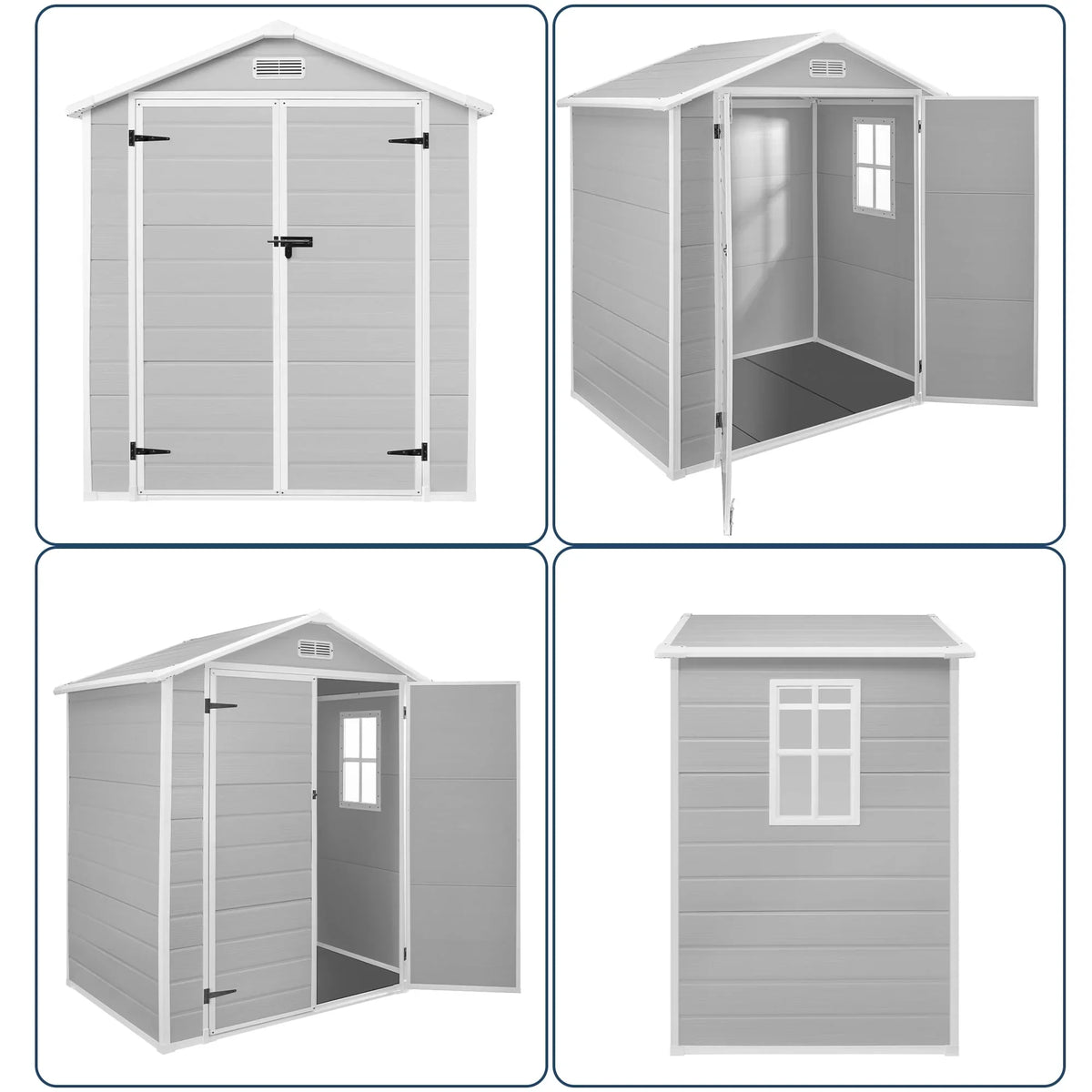 Abri de rangement extérieur en résine et plastique, tous temps, avec plancher, 6 ft x 4 ft/6 ft x 8 ft/8 ft x 6 ft/8 ft x 10 ft, abri à outils Spire