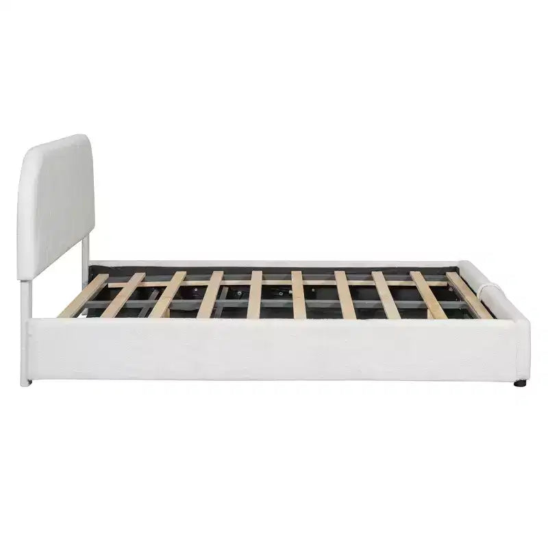 Lit rembourré grand format avec rangement relevable - blanc