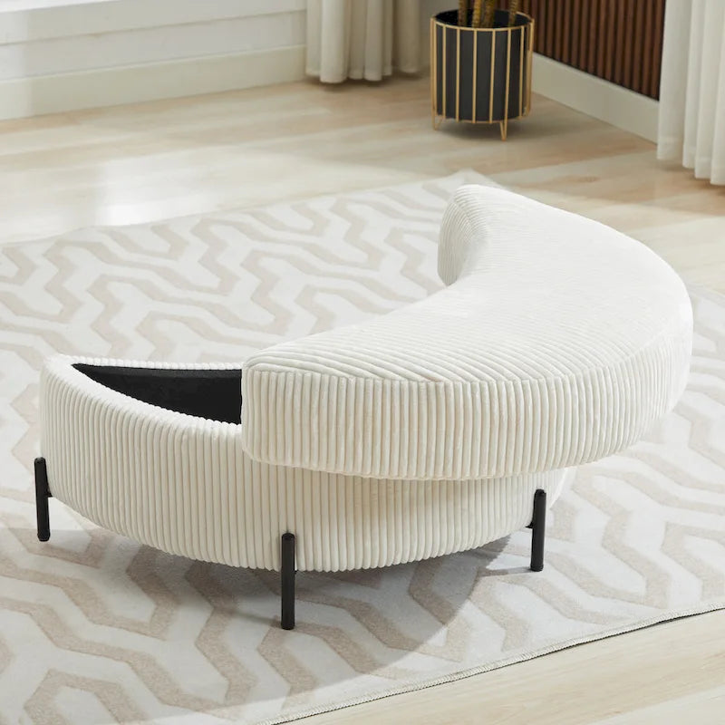 42.3W Upholstered Swivel Accent Chair with 4 Pillows and Half-Moon Storage Ottoman