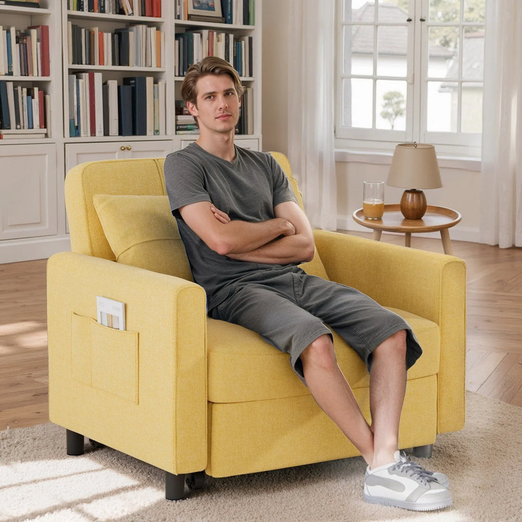 3-in-1-Schlafsofa mit verstellbarer Liegefläche, ausziehbares Sesselsofa, umwandelbares Klappbett fürs Wohnzimmer
