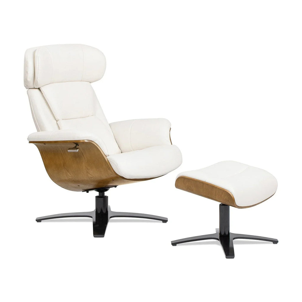Jovan 31.5 Relaxsessel aus echtem Leder mit Hocker