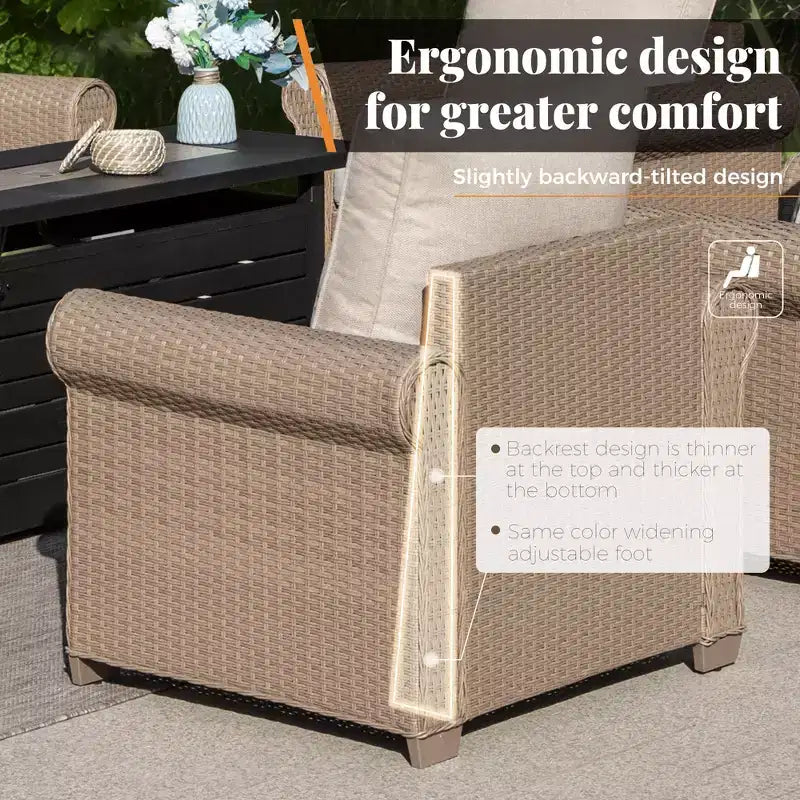 Ensemble de salon de jardin en résine tressée de luxe Captiva Designs, 6 pièces, avec accoudoirs incurvés et coussins