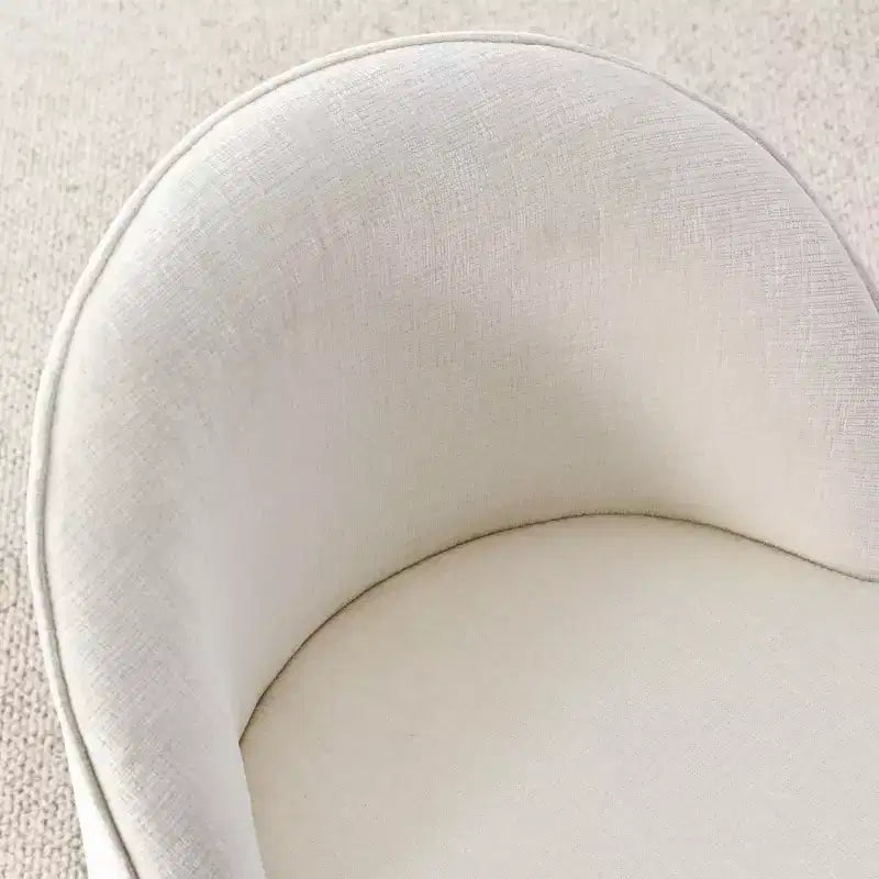 Ensemble de salle à manger moderne pour 6 personnes, table ronde à piètement central, fauteuils pivotants en forme de tonneau à roulettes, chenille texturée - Panipeachy