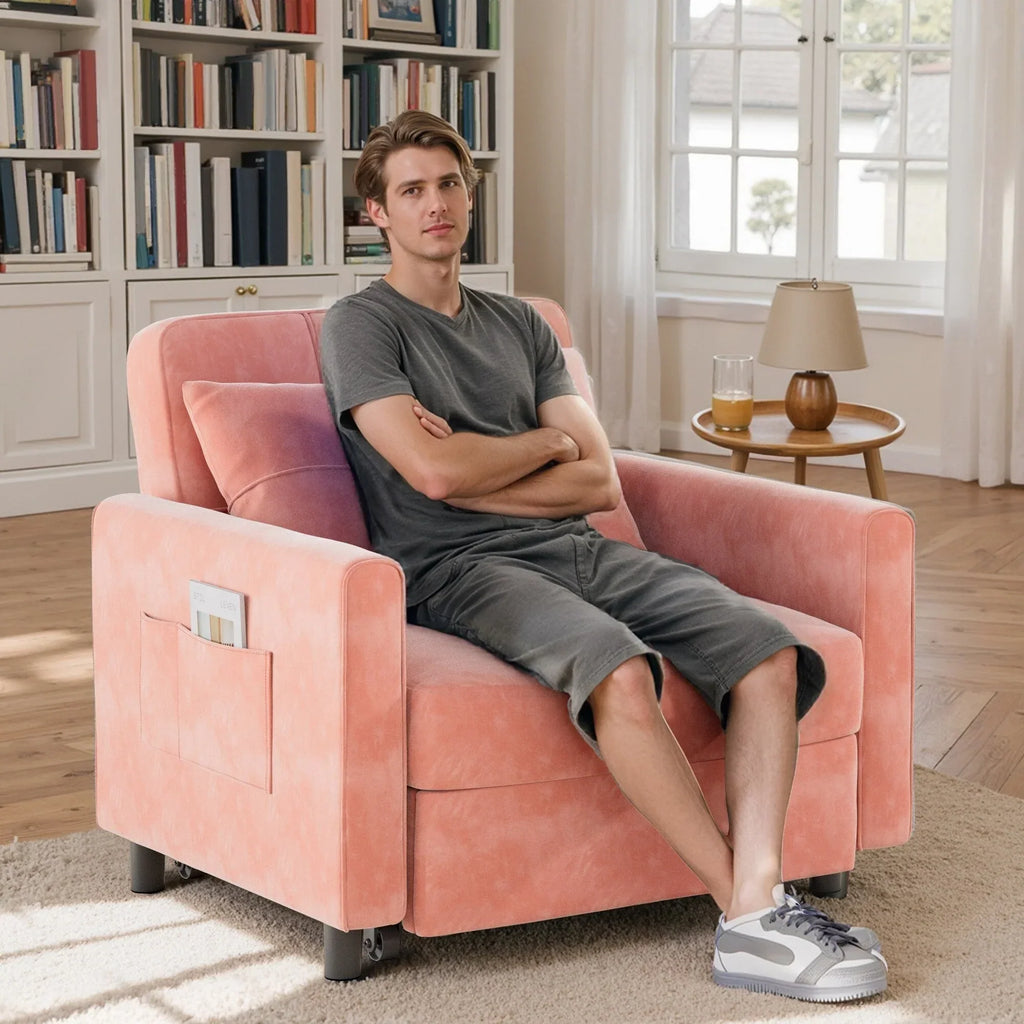 3-in-1-Schlafsofa mit verstellbarer Liegefläche, ausziehbares Sesselsofa, umwandelbares Klappbett fürs Wohnzimmer