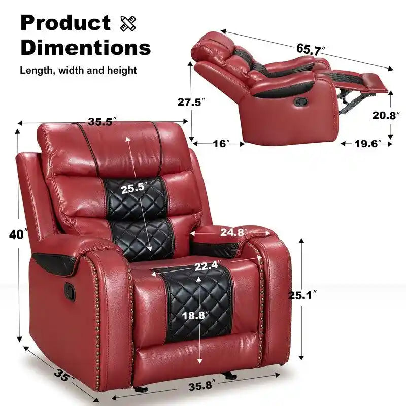 Big Size Faux Leather American Design Recliner Chair for Living Room